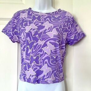 Charlotte Russe | Purple Printed Butterfly T-Shirt | Large | Woman’s | N…